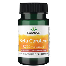 Gélules molles de Swanson Beta-Carotène sur fond blanc