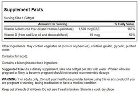 Gélules molles de Vitamine A & D de Swanson sur une surface blanche