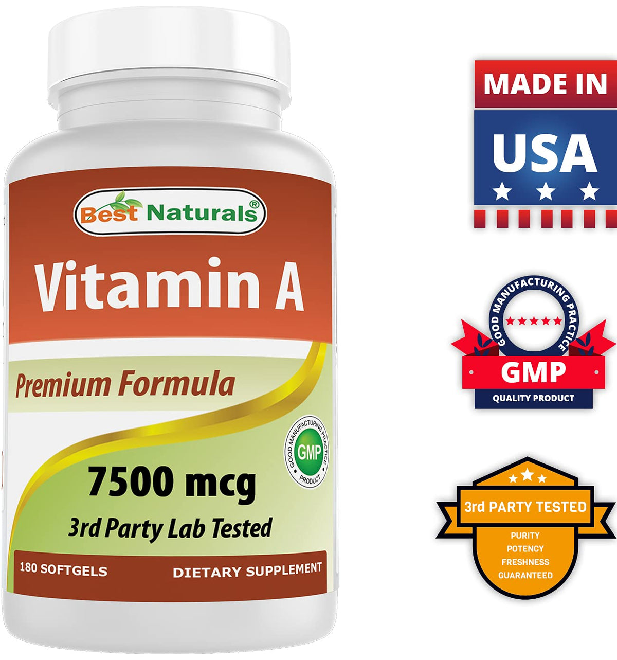 Gélules molles de Vitamine A sur une table en bois