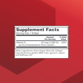 Gélules molles de Vitamine D3 1 000 UI PROTOCOL FOR LIFE BALANCE
