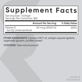 Gélules molles de Vitamine D3 2000 IU avec dose recommandée
