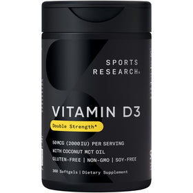 Gélules molles de Vitamine D3 2000 IU Sports Research vue de face