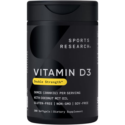 Gélules molles de Vitamine D3 2000 IU Sports Research vue de face