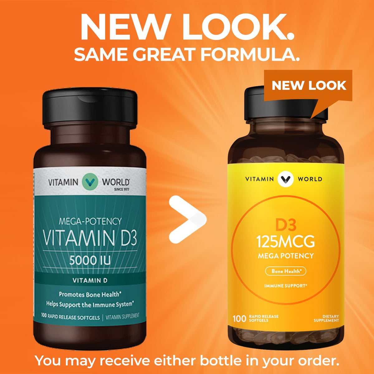 Gélules molles de Vitamine D3 5000 UI de Vitamin World, en gros plan