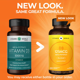 Gélules molles de Vitamine D3 5000 UI de Vitamin World, en gros plan
