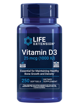 Gélules molles de vitamine D3 Life Extension 25 mcg, 250 unités