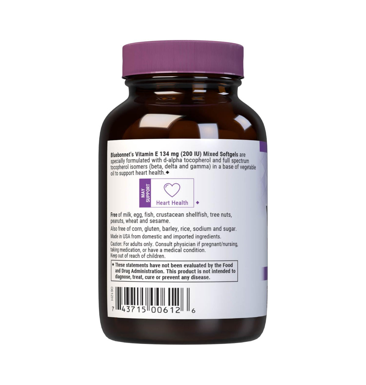 Gélules molles de Vitamine E 200 UI BlueBonnet sur fond blanc