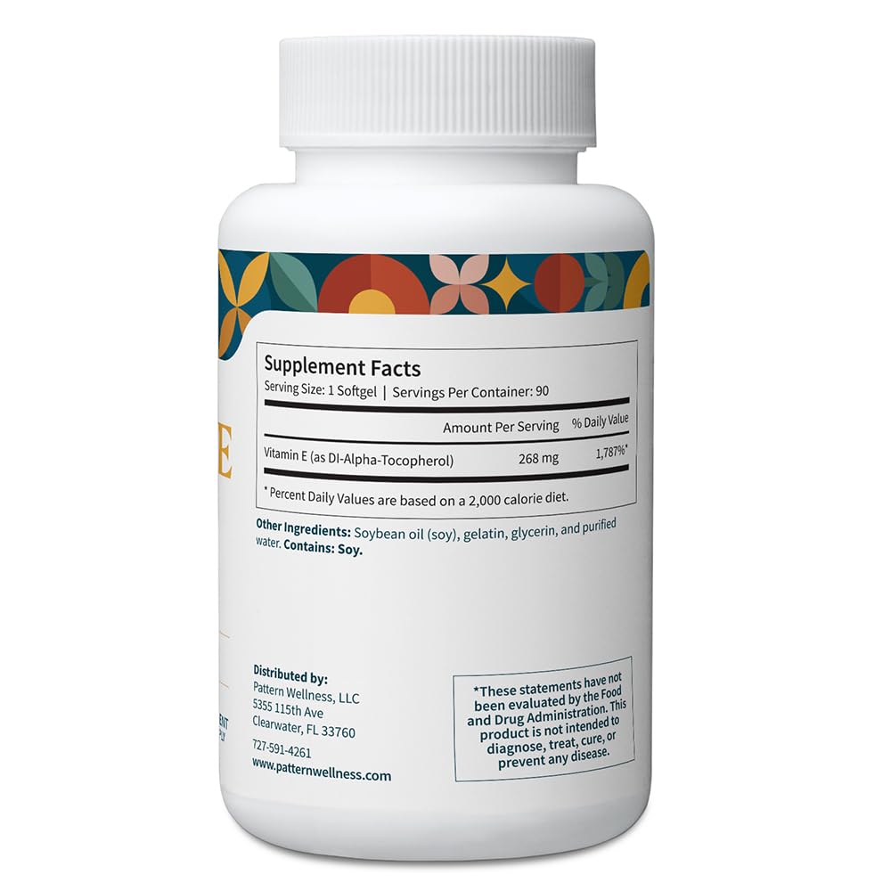 Gélules molles de Vitamine E 400 UI Pattern Wellness, vue de près