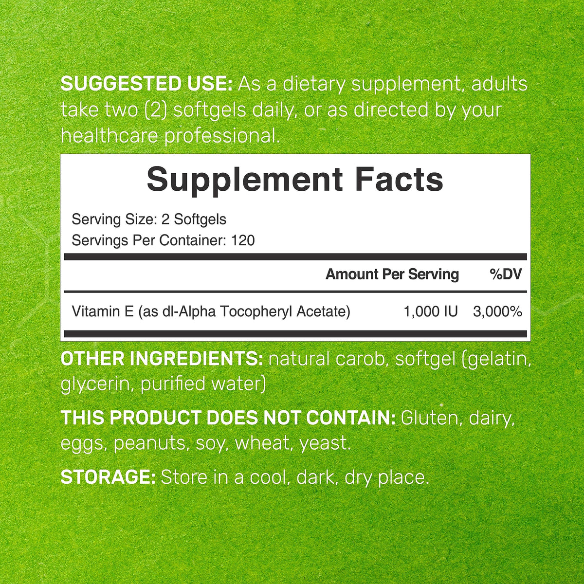 Gélules molles de vitamine E DEAL SUPPLEMENT sur fond blanc