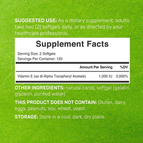 Gélules molles de vitamine E DEAL SUPPLEMENT sur fond blanc