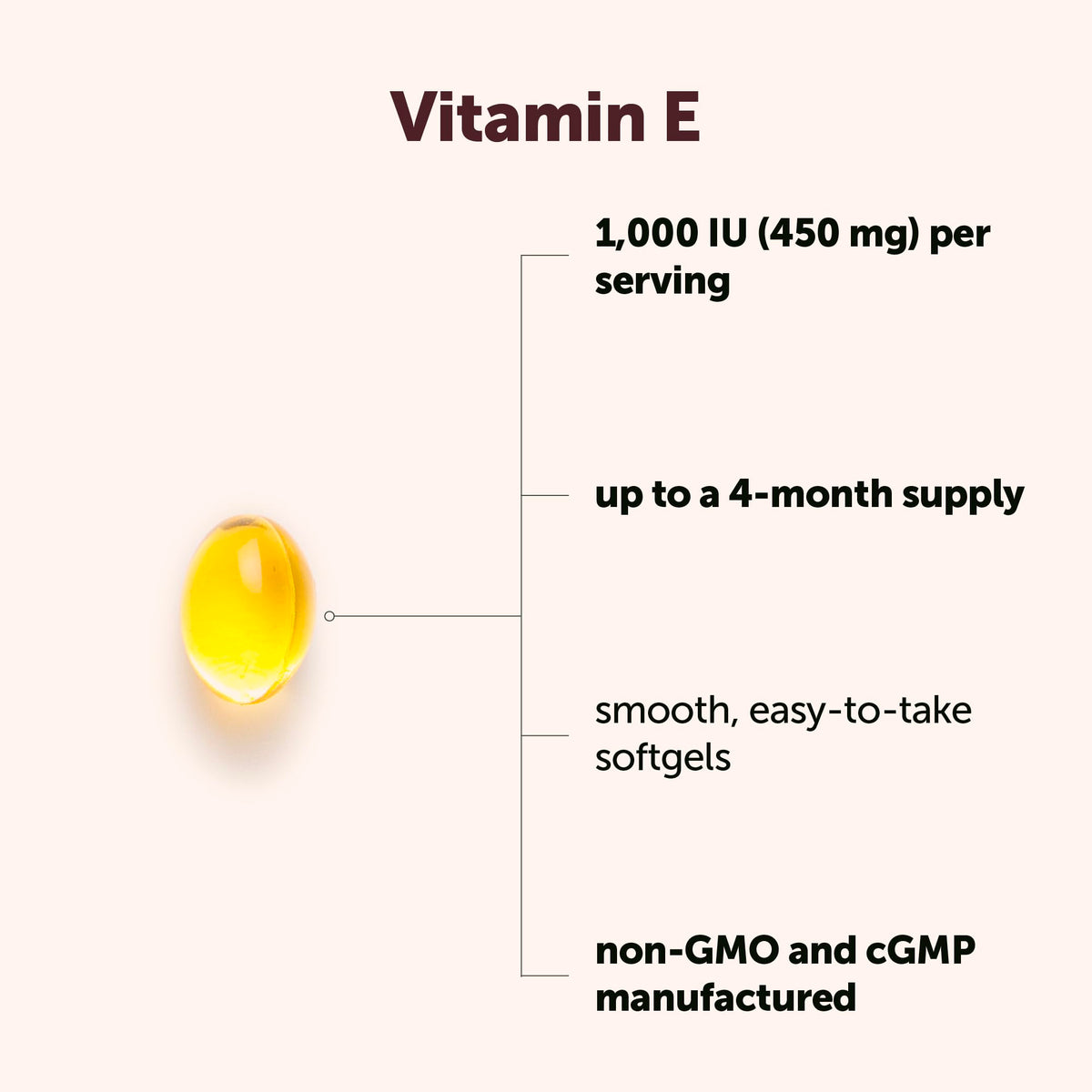Gélules molles de vitamine E Micro Ingredients sur fond blanc