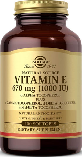Gélules molles de vitamine E Solgar 670 mg vue de face