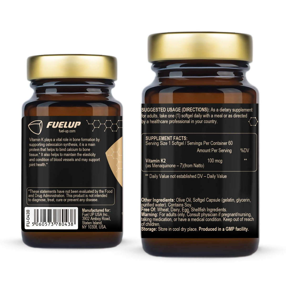 Gélules molles de Vitamine K2 MK-7 Fuelup sur fond blanc