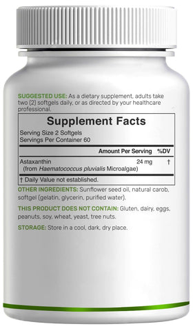 Gélules molles DEAL SUPPLEMENT Astaxanthin sur une table en bois