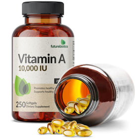 Gélules molles Futurebiotics Vitamine A 10 000 UI dans une cuillère