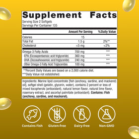 Gélules molles Metagenics OmegaGenics EPA-DHA 300mg avec bouteille ouverte