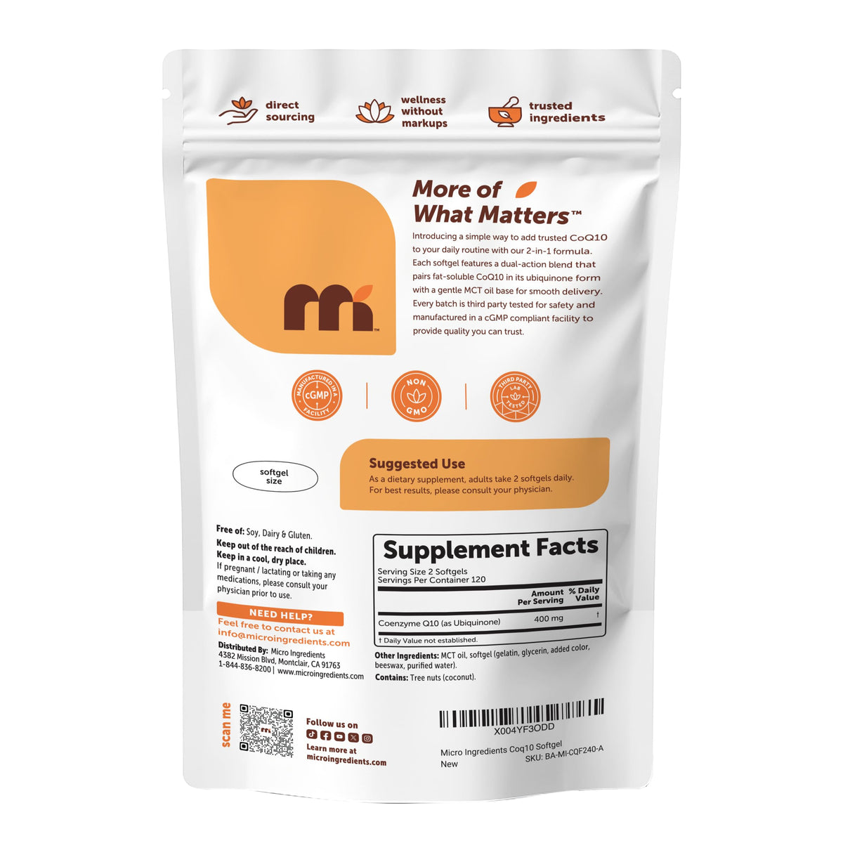 Gélules molles Micro Ingredients CoQ10 sur une table