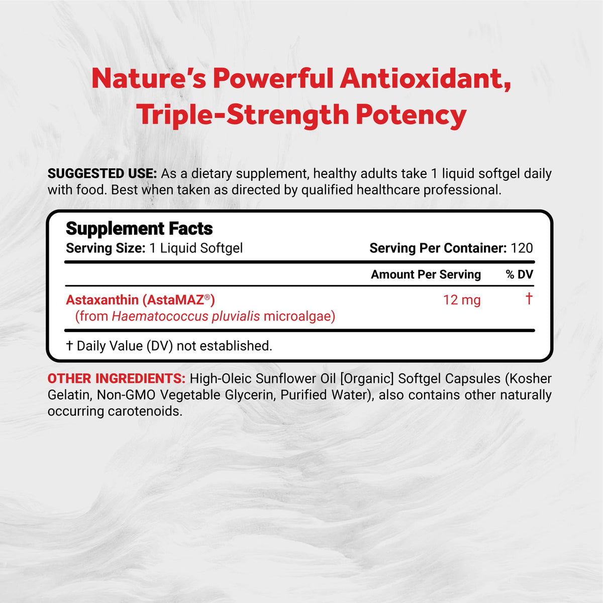 Gélules molles Naturalis Astaxanthin avec étiquette