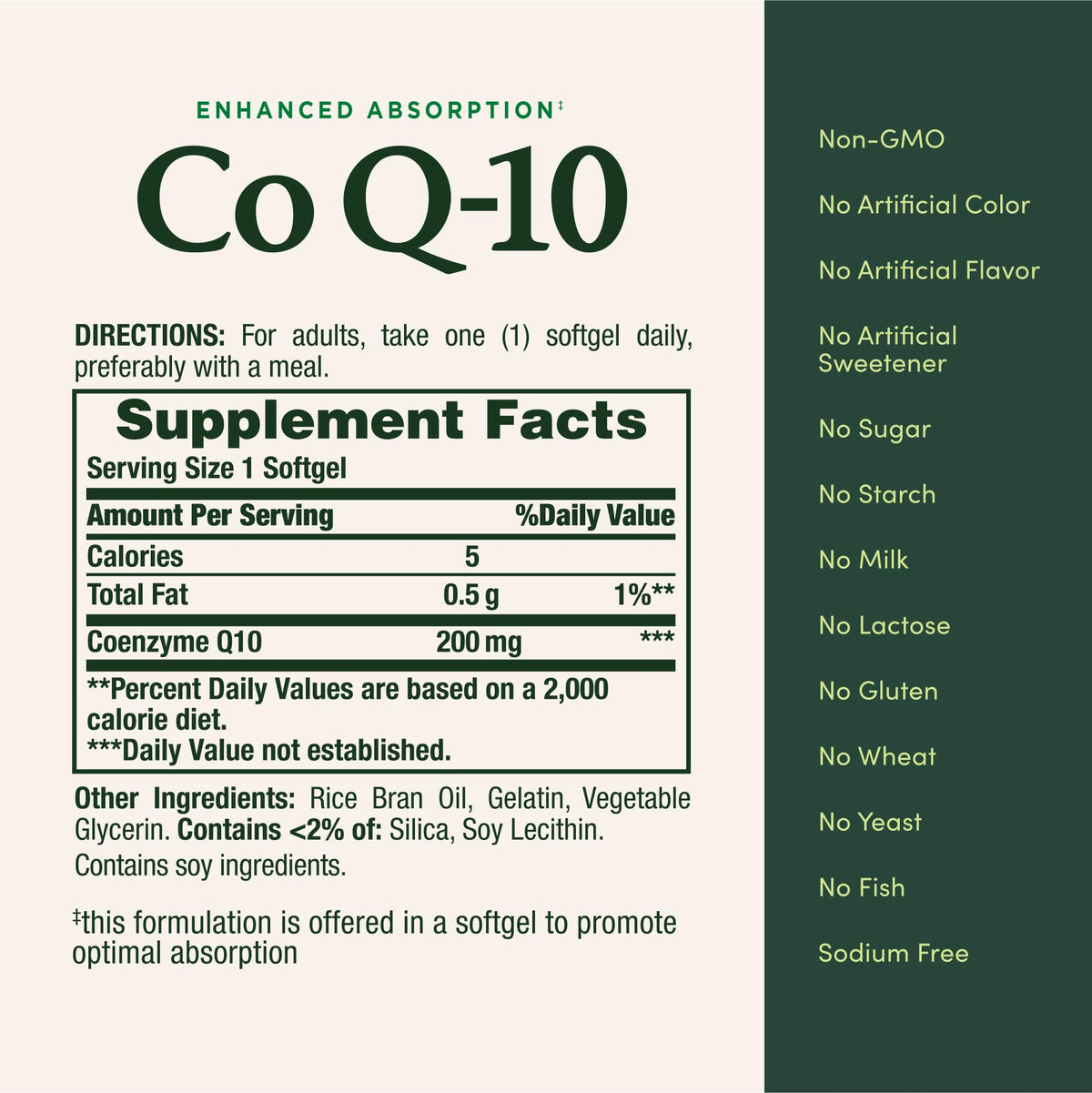 Gélules molles Nature's Bounty CoQ10 200mg avec des ingrédients naturels