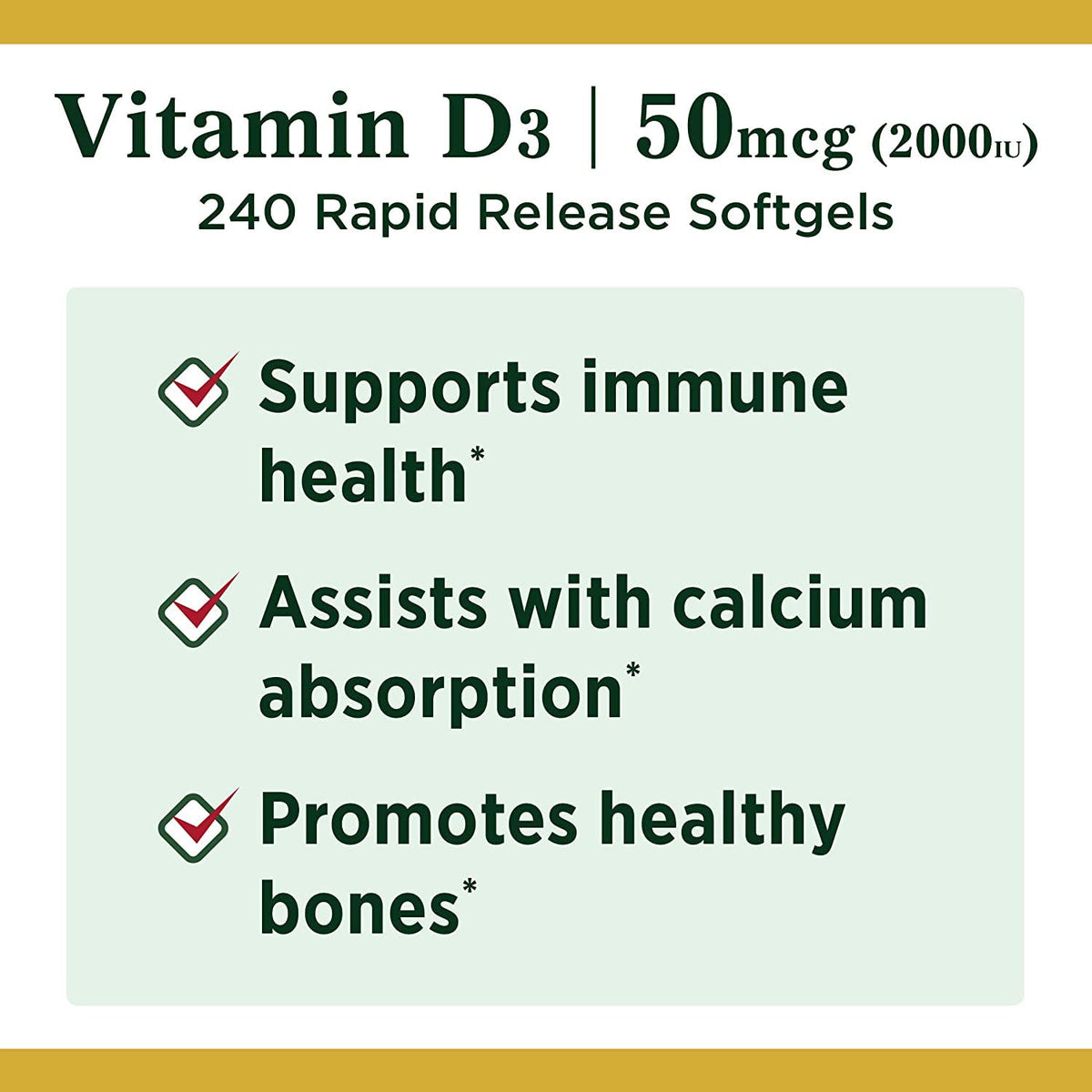 Gélules molles Nature's Bounty Vitamine D3 sur une surface blanche