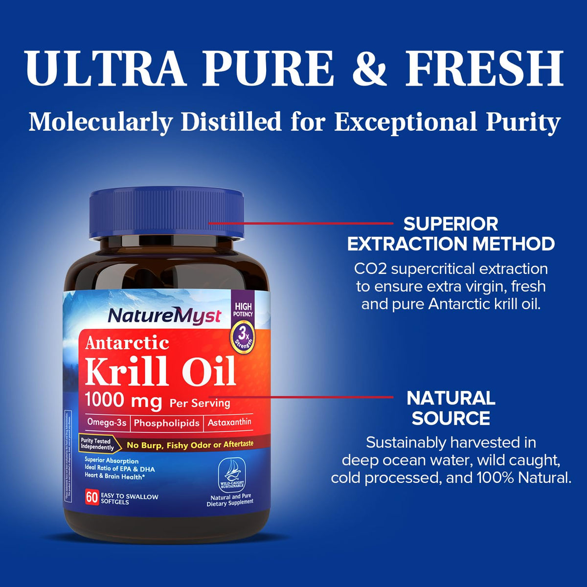 Gélules molles NatureMyst Huile de Krill avec dosage