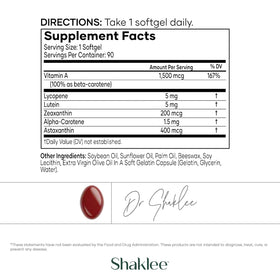 Gélules molles Shaklee CarotoMax à côté d'aliments riches en caroténoïdes