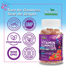 Gélules multivitamines Nature's Gummies affichant les ingrédients
