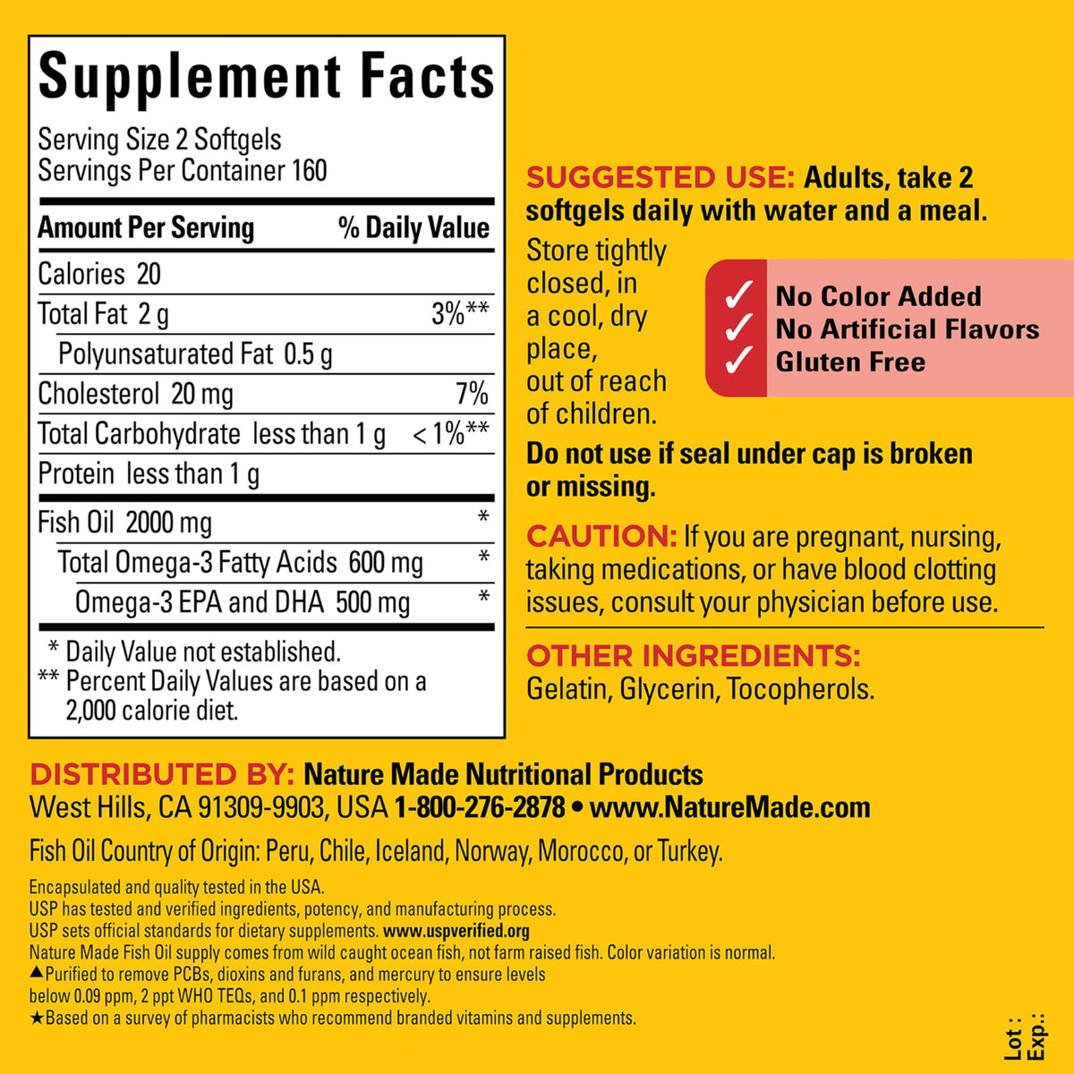 Gélules Nature Made Omega 3 dans une main