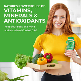 Gélules Nature's Core Complément Alimentaire Fruits et Légumes avec fruits frais en arrière-plan