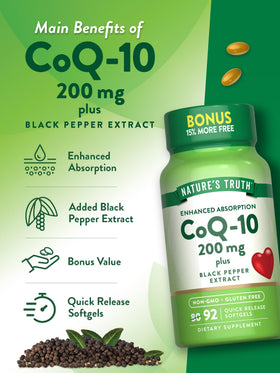 Gélules Nature's Truth CoQ10 200 mg ouvertes montrant le contenu