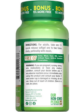 Gélules Nature's Truth CoQ10 200 mg sur un support de vitamines