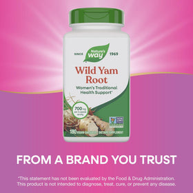 Gélules Nature's Way Racine de Yam Sauvage sur une surface en bois