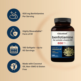 Gélules NatureBell Benfotiamine sur une surface blanche