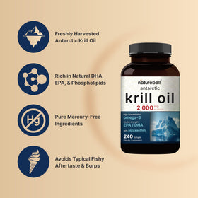 Gélules NatureBell Huile de Krill Antarctique dans une cuillère