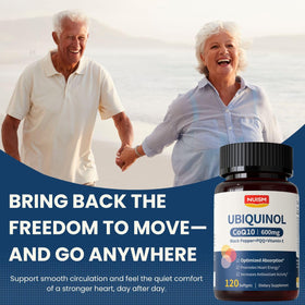 Gélules NUISM CoQ10 Ubiquinol avec arrière-plan nature