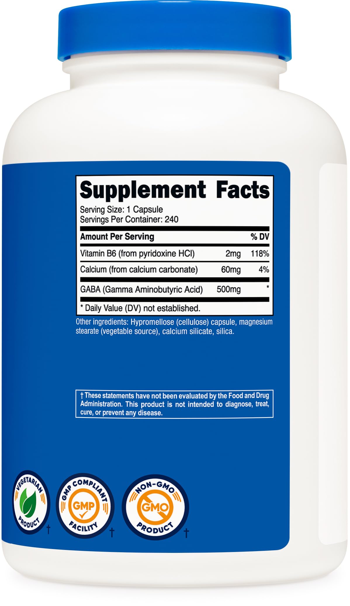 Gélules Nutricost GABA 500mg avec Vitamine B6