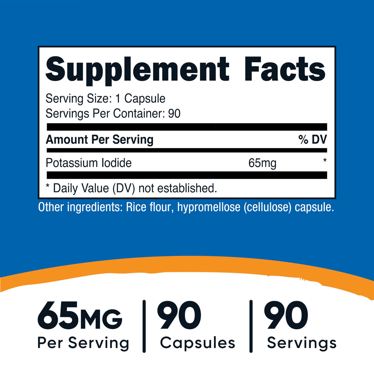 Gélules Nutricost Potassium Iodide 65mg sur fond blanc