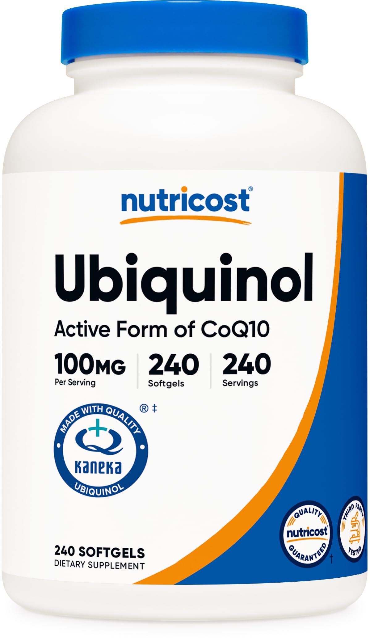 Gélules Nutricost Ubiquinol 100mg en bouteille de 240 gélules