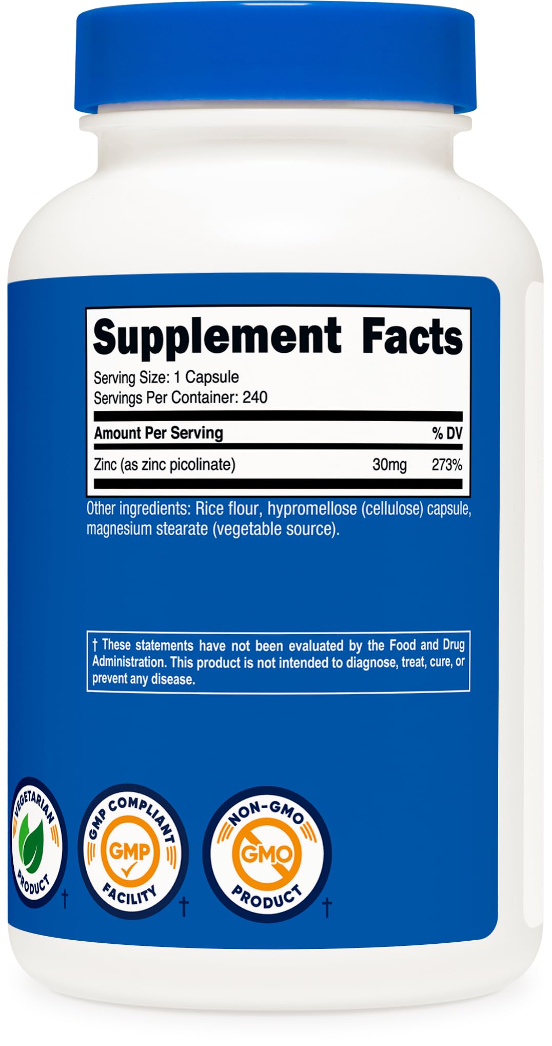 Gélules Nutricost Zinc Picolinate dans une main