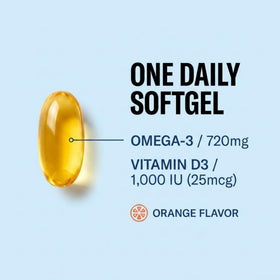 Gélules Oceanblue Omega-3 sur une surface blanche
