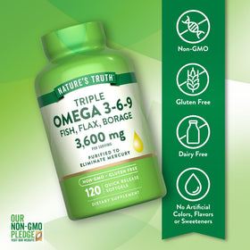 Gélules Omega 3-6-9 Nature's Truth sur une table