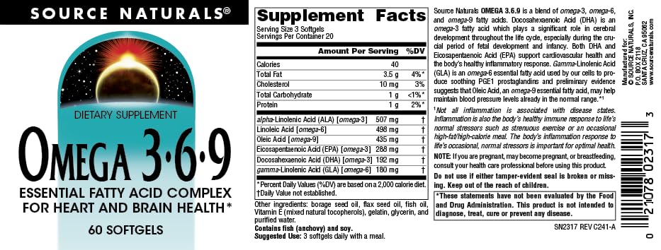 Gélules Omega 3-6-9 Source Naturals sur une table