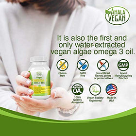 Gélules Omega 3 Amala Vegan à côté de légumes frais