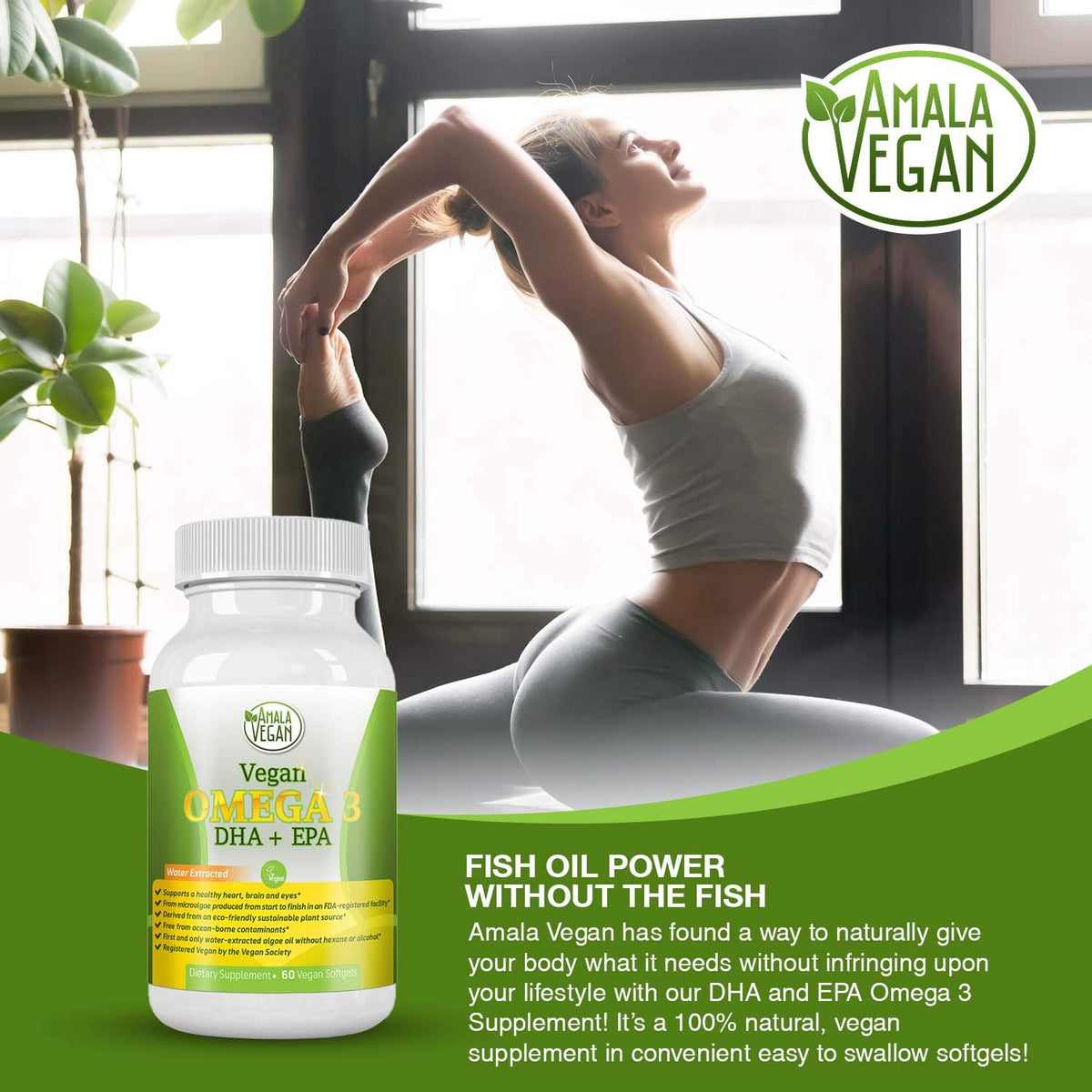 Gélules Omega 3 Amala Vegan avec fond blanc