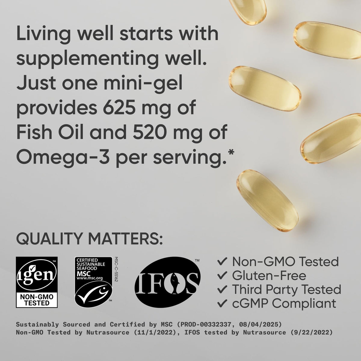 Gélules Omega-3 de Sports Research sur fond blanc