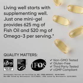 Gélules Omega-3 de Sports Research sur fond blanc