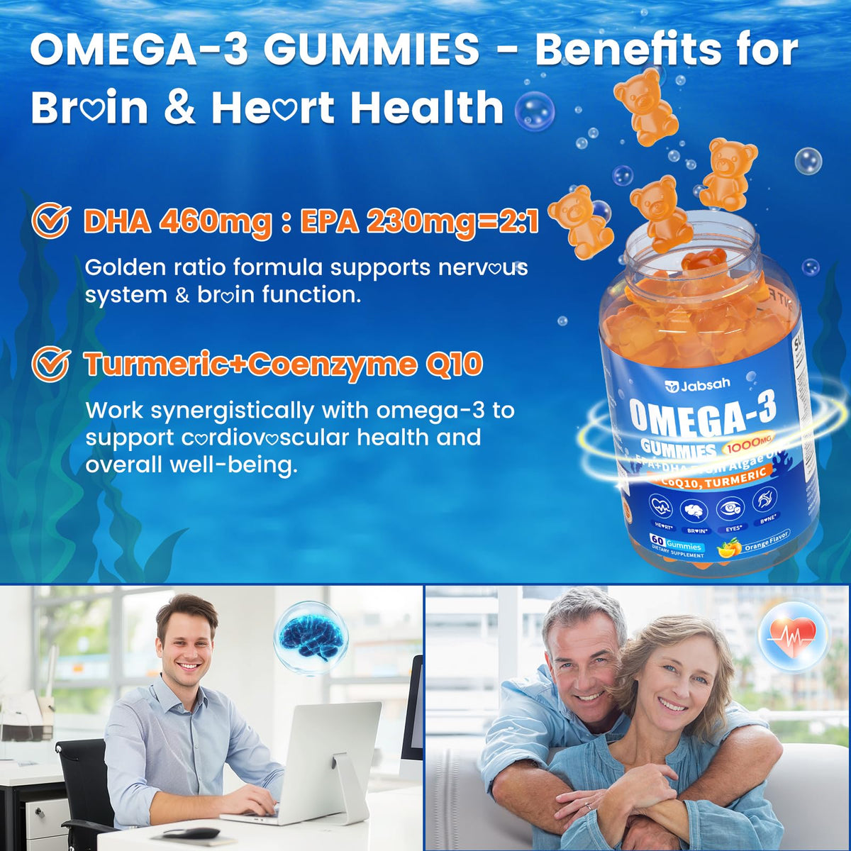 Gélules Omega-3 Jabsah 1000mg goût orange