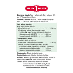 Gélules Omega-3 Jamieson avec un verre d'eau