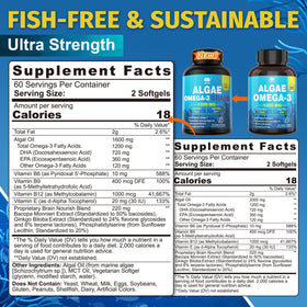 Gélules Omega 3 LILICARE à base d'algues sur une table