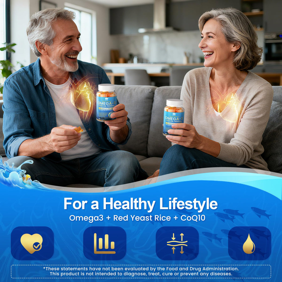 Gélules Omega 3 LILICARE avec des ingrédients naturels en arrière-plan